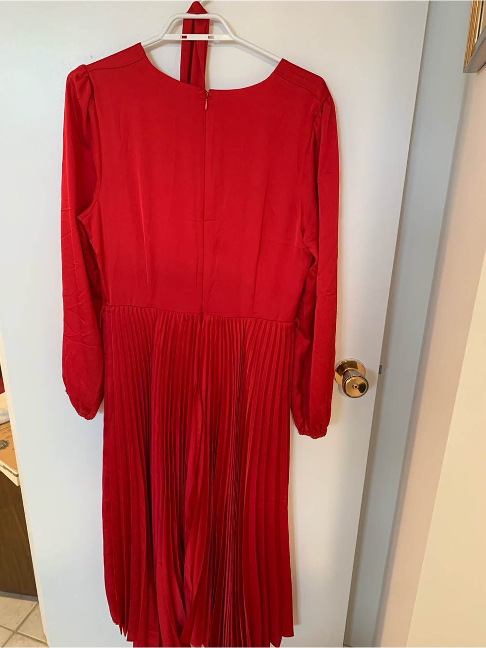 Ever New Red Pleated Midi Dress with Tie Neck - Picture 2 of 2